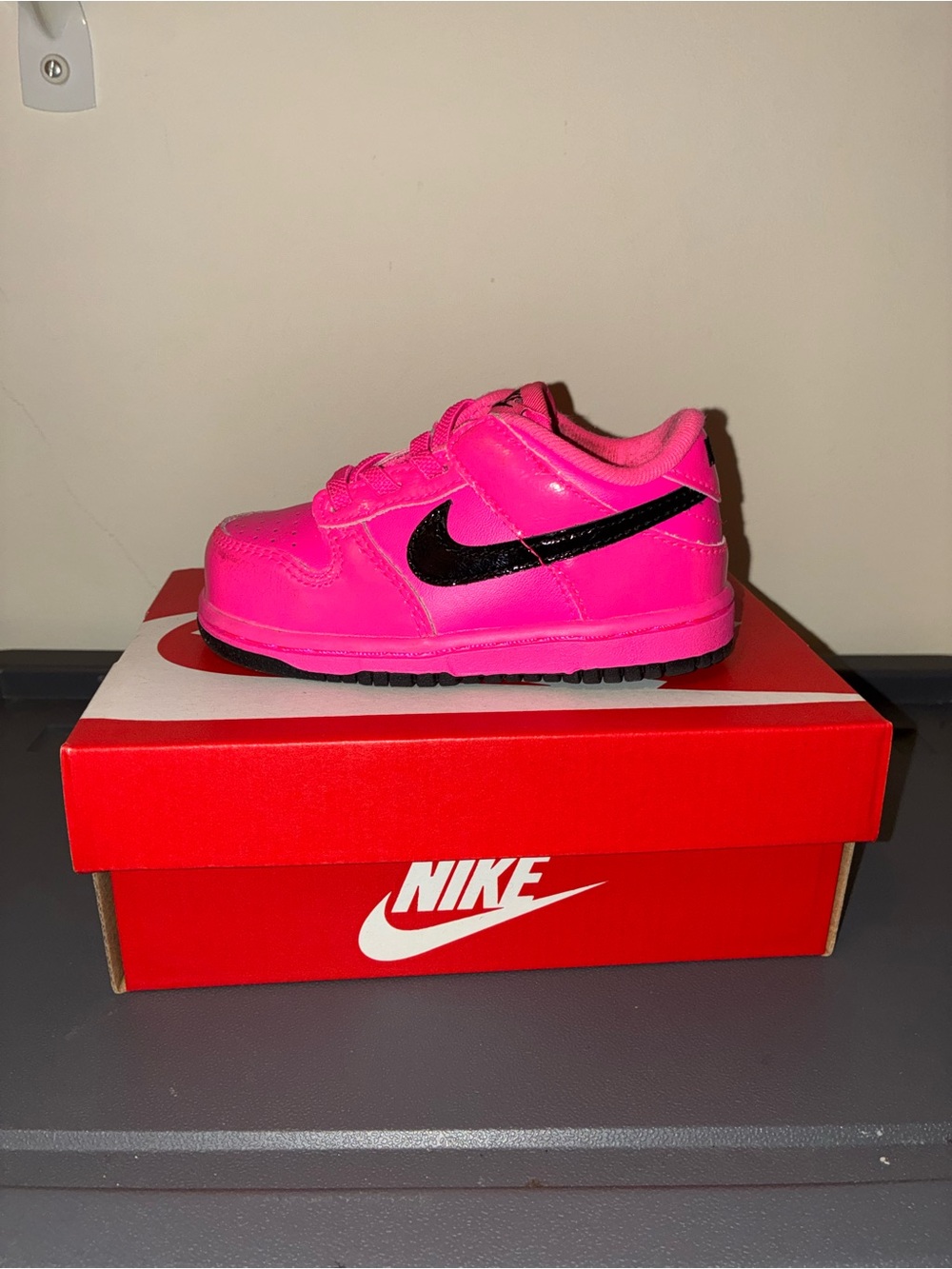 Nike Kids Hot Pink Low-Top Sneaker with Black Swoosh